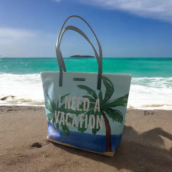 Kate Spade Novelty Blue "I Need A Vacation"
MAXI Tote Bag Bon Shopper - Picture 8 of 13